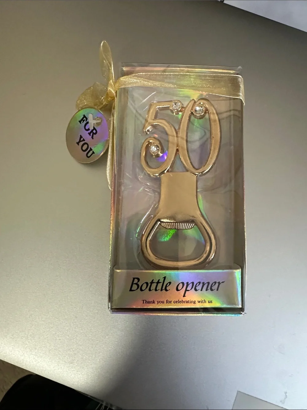4 for $10 Gold 50th Anniversary Bottle Opener Party Favor